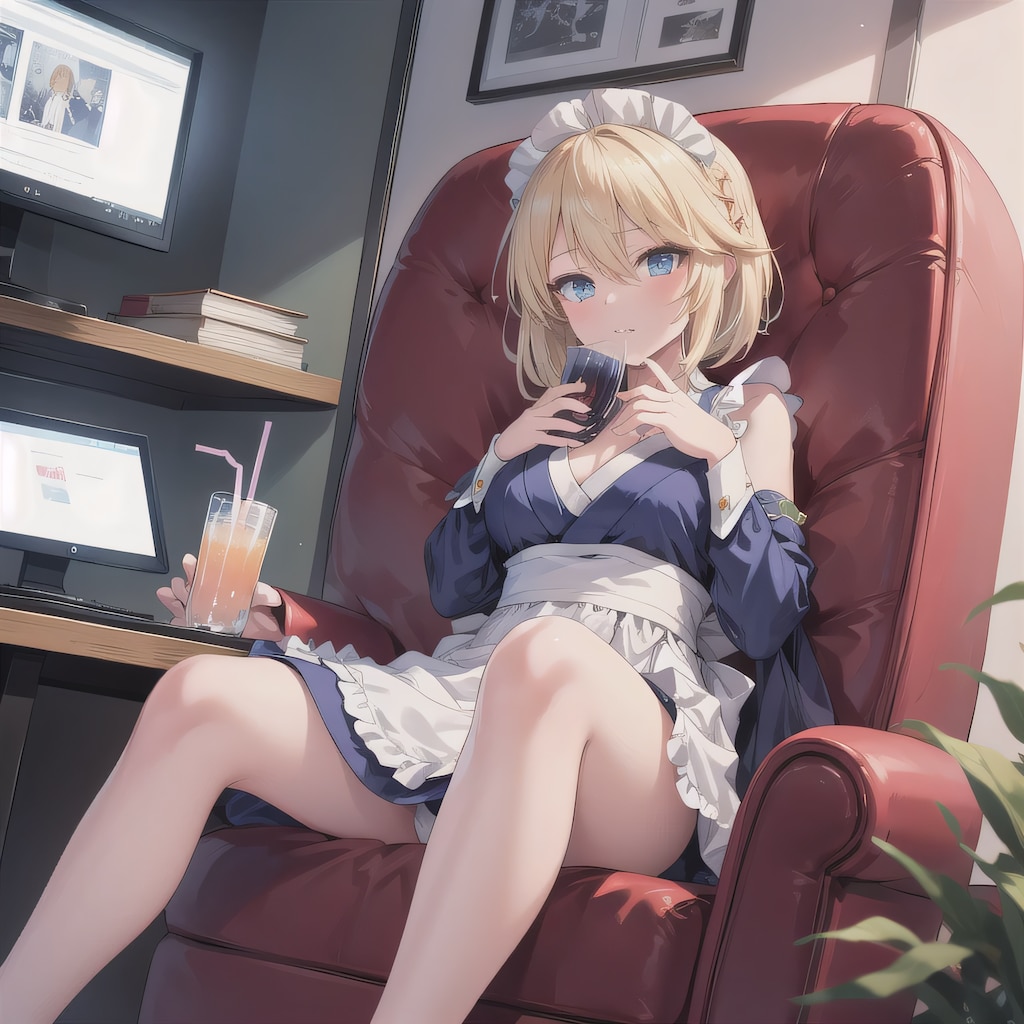 金髪ボブで漫画喫茶の少女