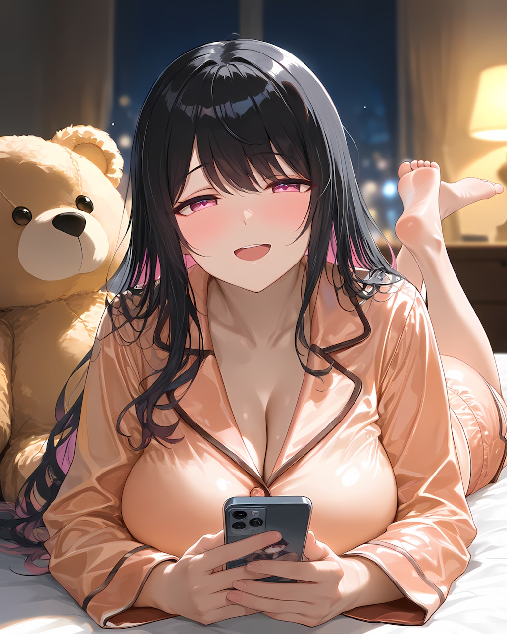 🌙サテンパジャマで、甘いおやすみリナ💤
