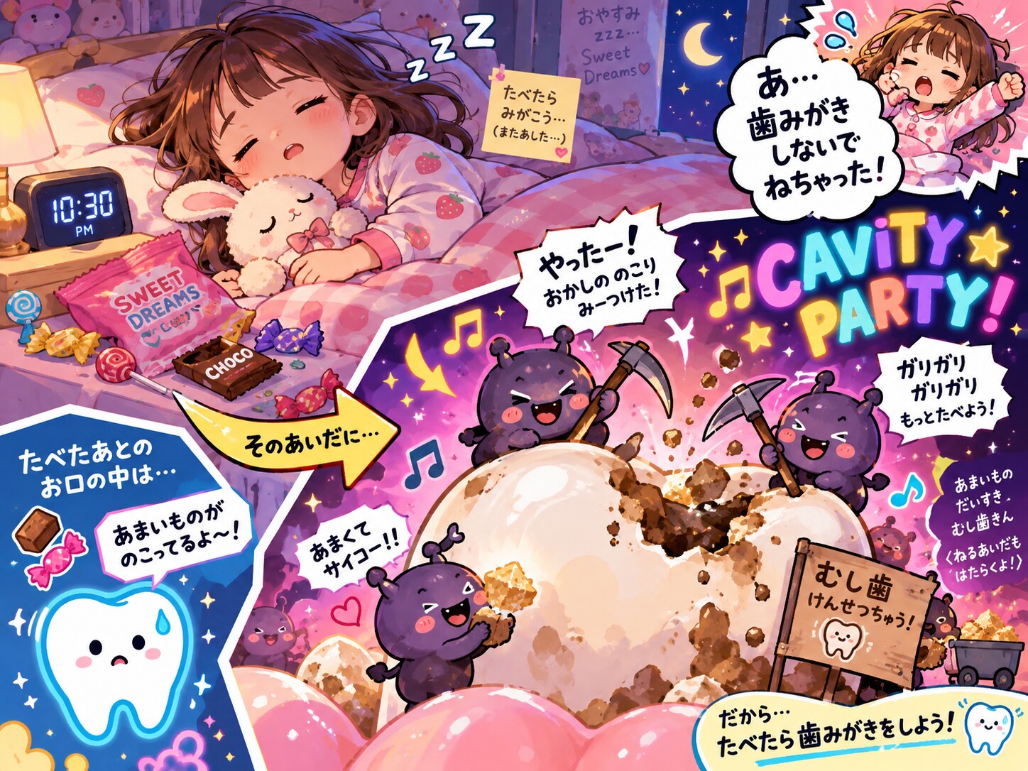 ねるまえにおかしたべてはみがきしなかったこどうなるかな？ | の人気AIイラスト・グラビア