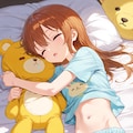 くまのぬいぐるみを抱いて寝る女の子 9枚目