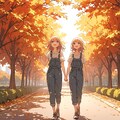 双子と紅葉と 2枚目