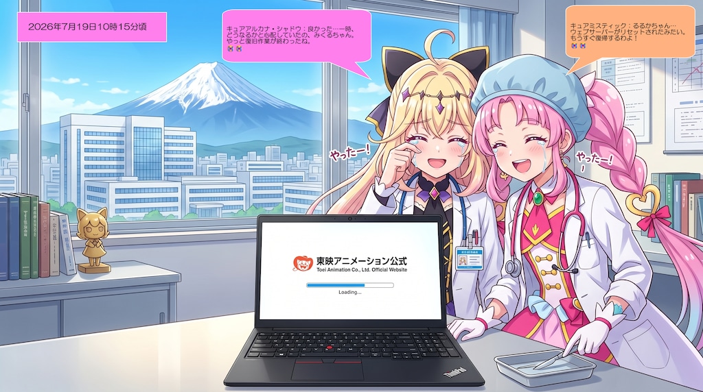 アルカナ院長とミスティック副院長、アクセス集中で苦笑いする