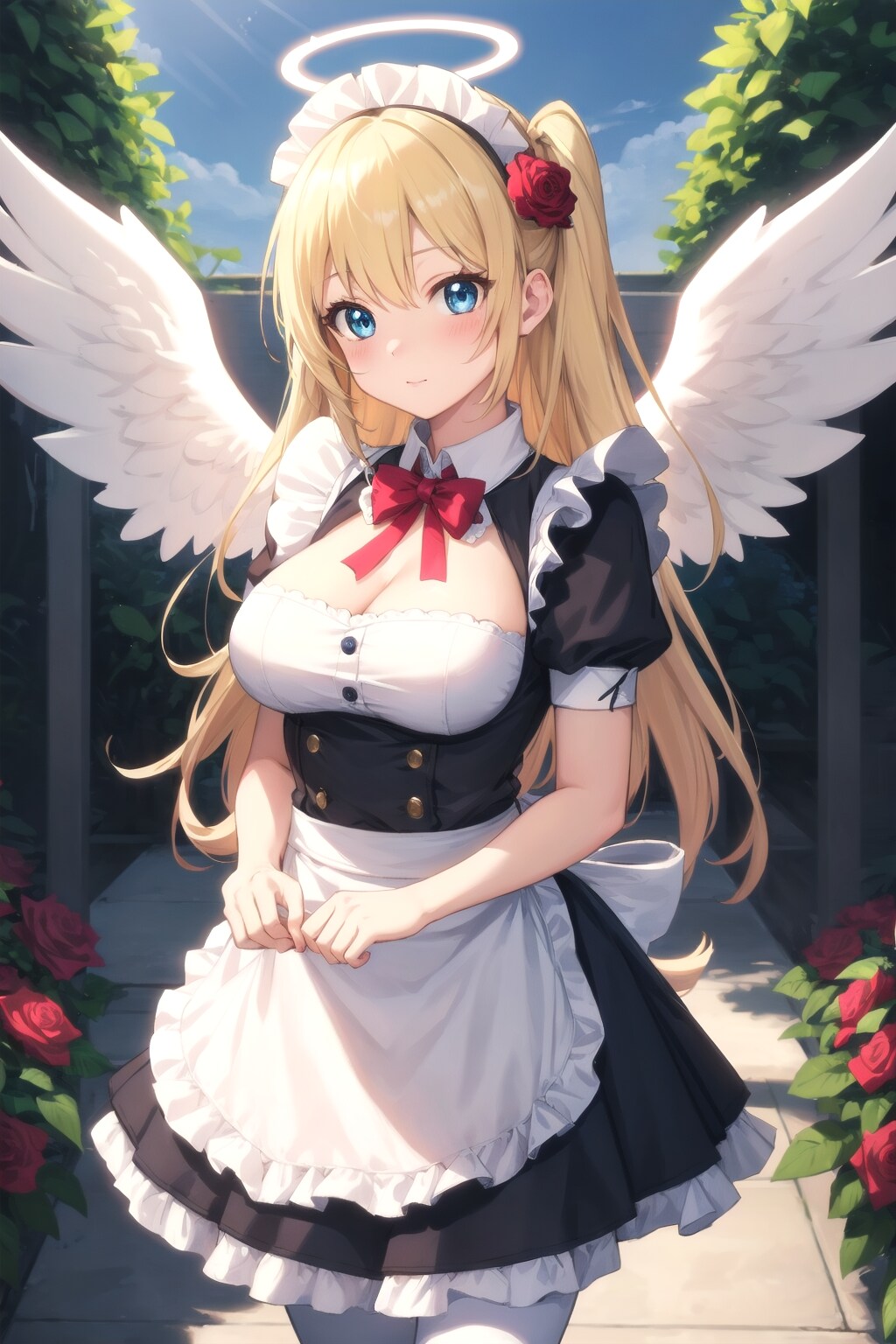 薔薇園とメイド天使