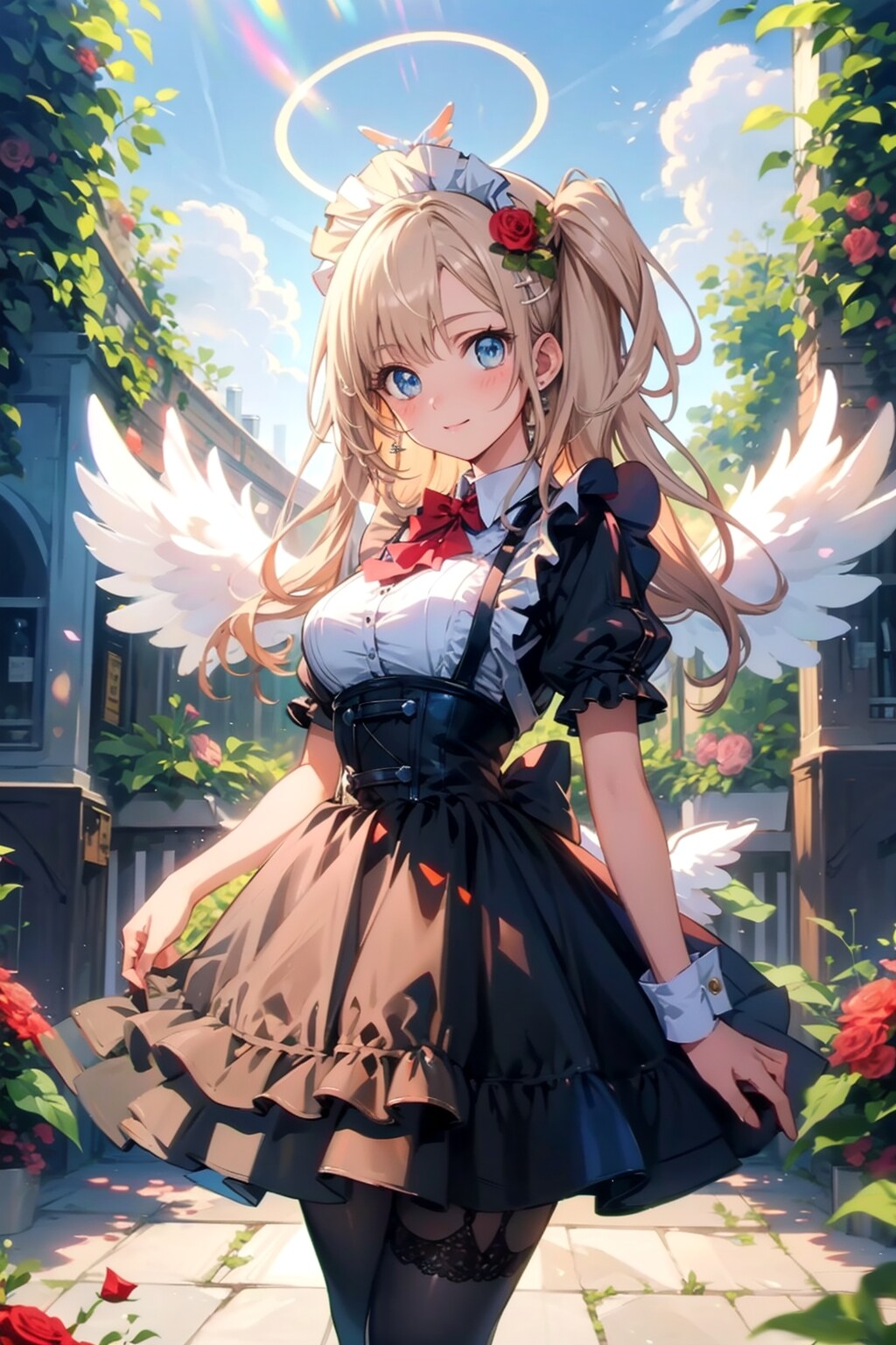 薔薇園とメイド天使