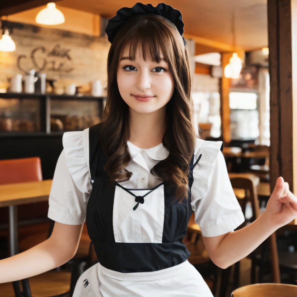 黒髪ロングでカフェの美女４５