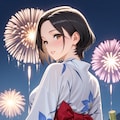 浴衣と花火と綾子さん 2枚目