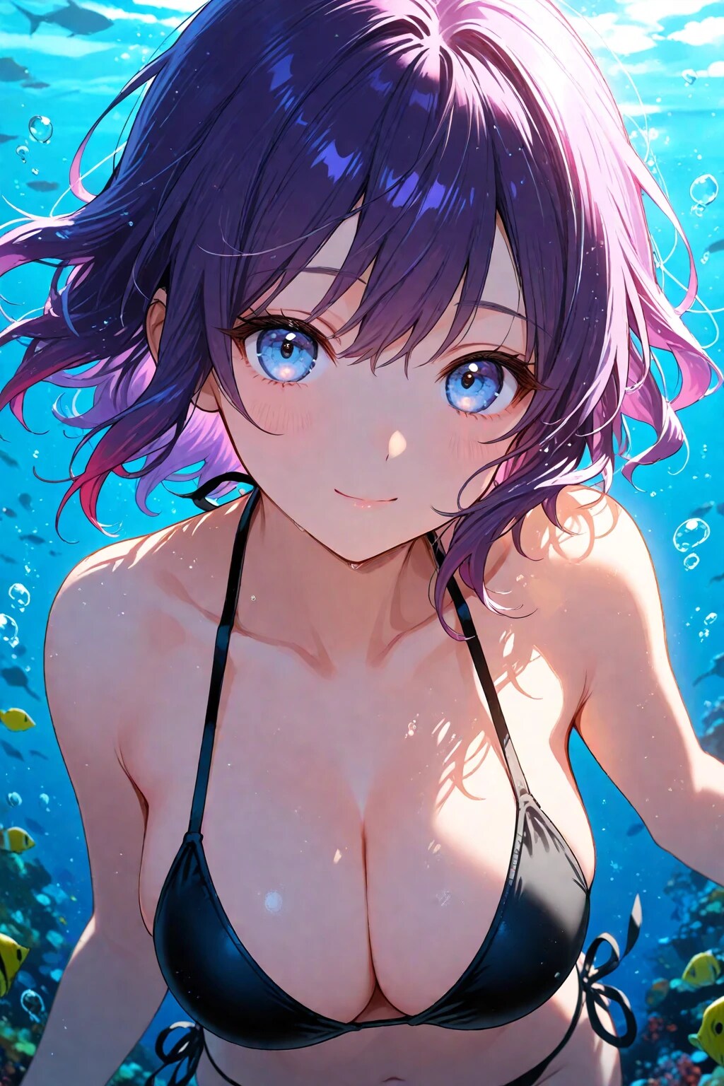 魚と戯れるるなちゃん！