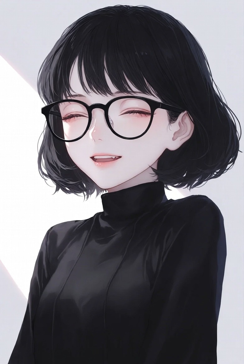 モノクロメガネっ子 | の人気AIイラスト・グラビア