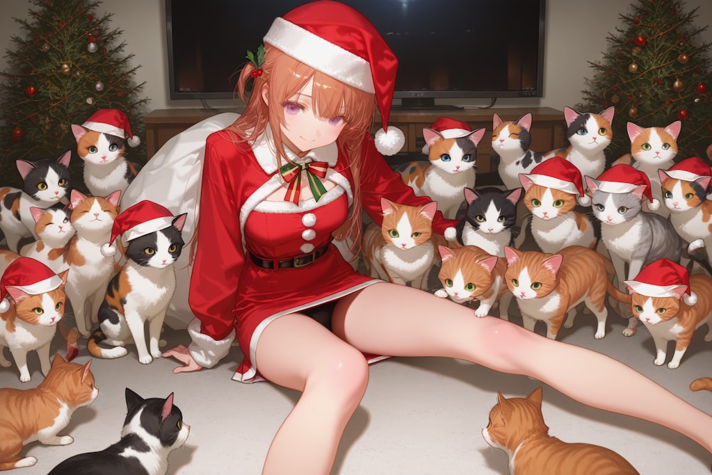 仔猫まみれミニスカサンタ