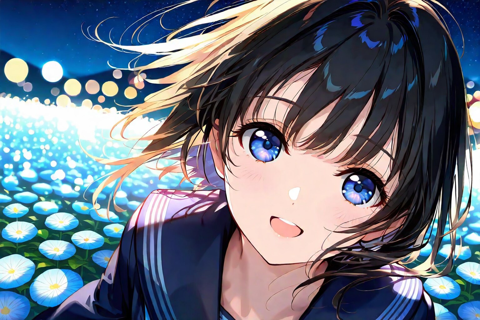 夜の花畑(WAVE)(7) | の人気AIイラスト・グラビア