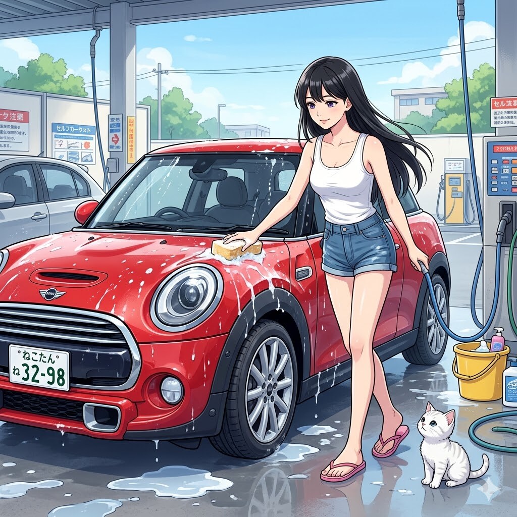 ねこたんと洗車２