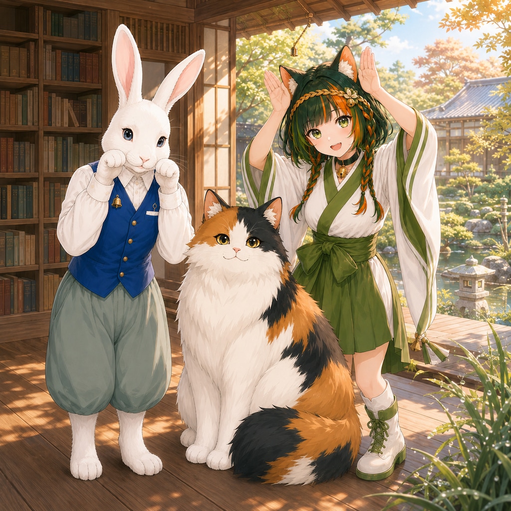 おはよウサギ（１５）ミミ・翠鈴・三毛殿 GPTimages2.0