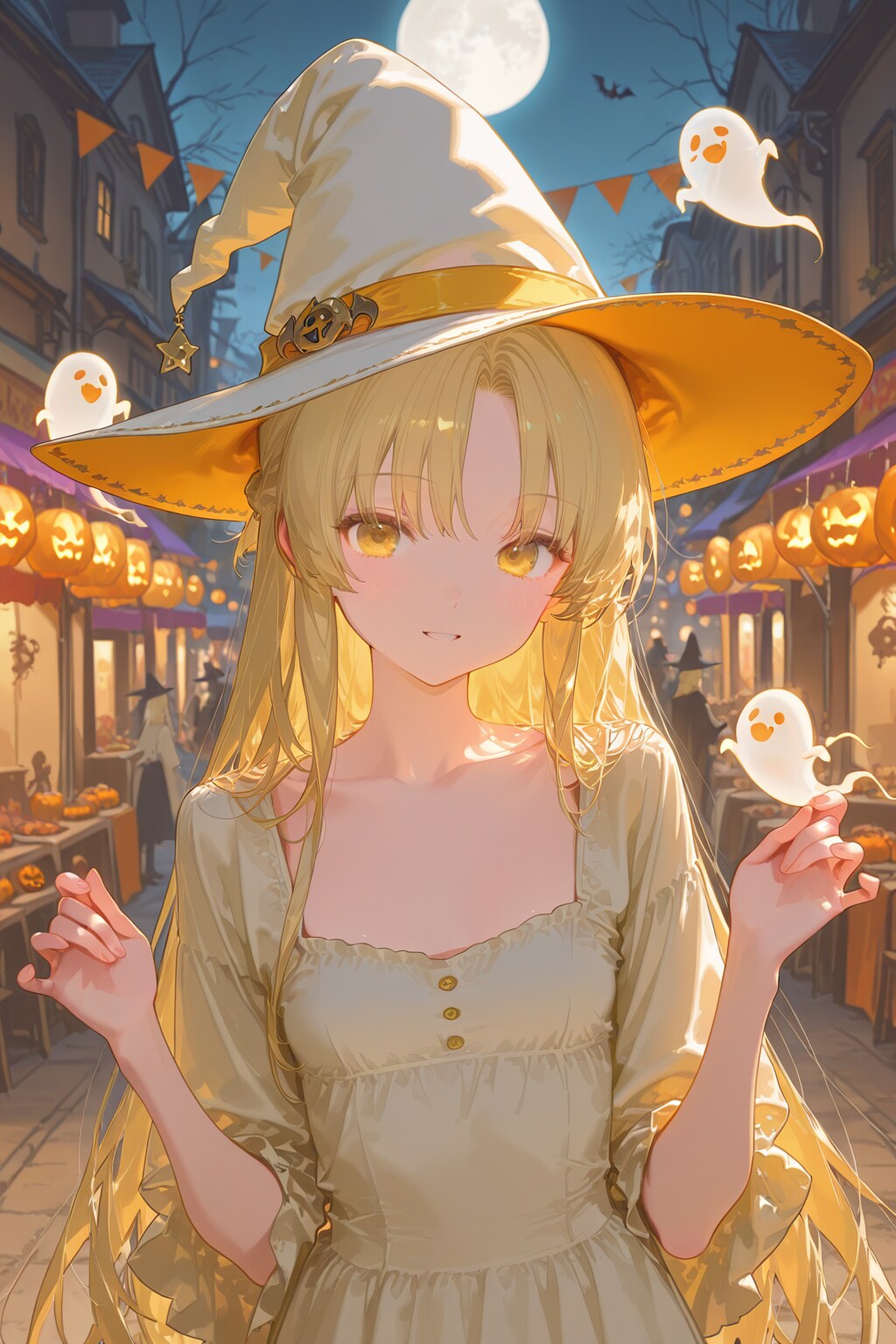 ハロウィンで魔法使いのコスプレをする女の子