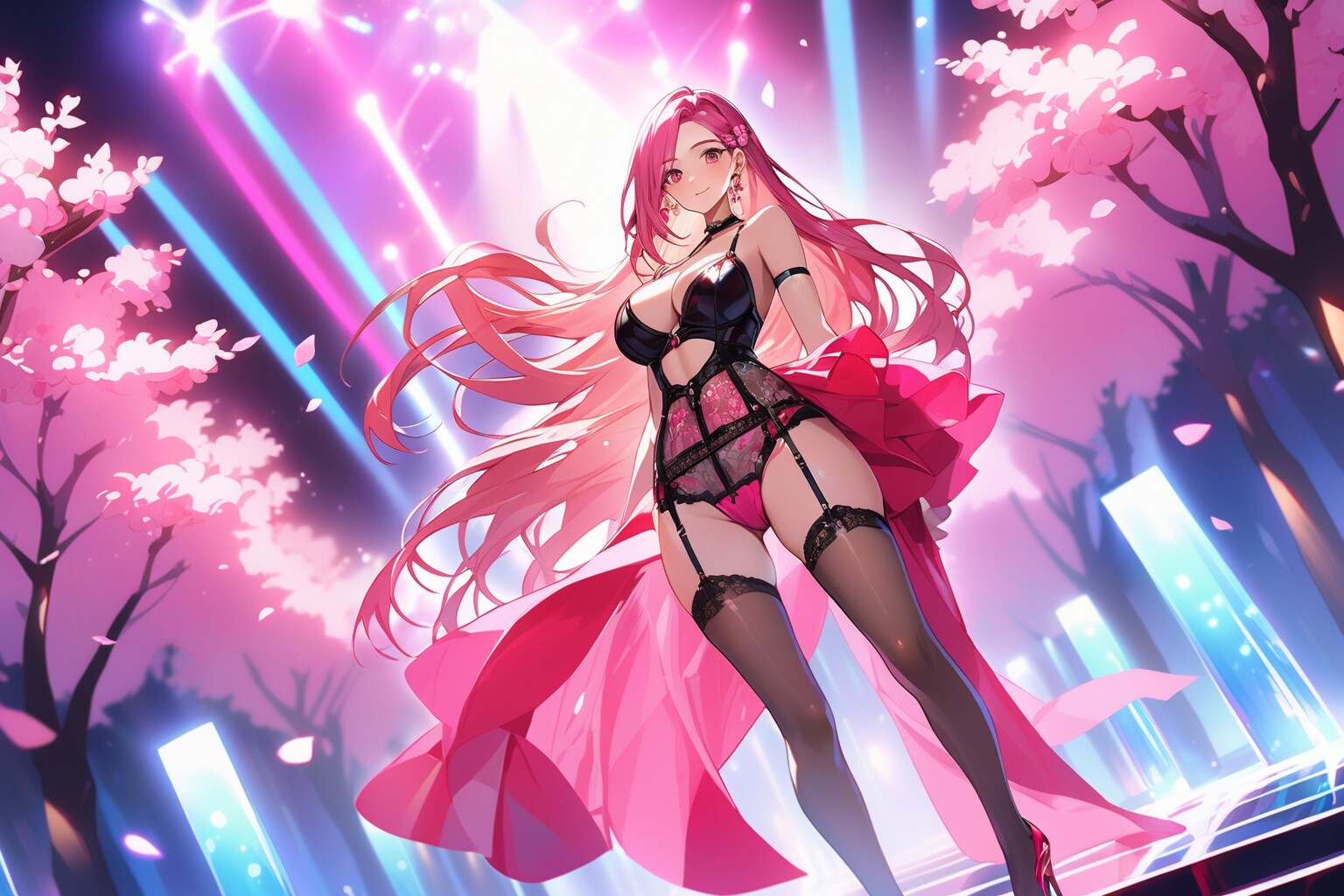セクシーランジェリーモデル（桜並木）