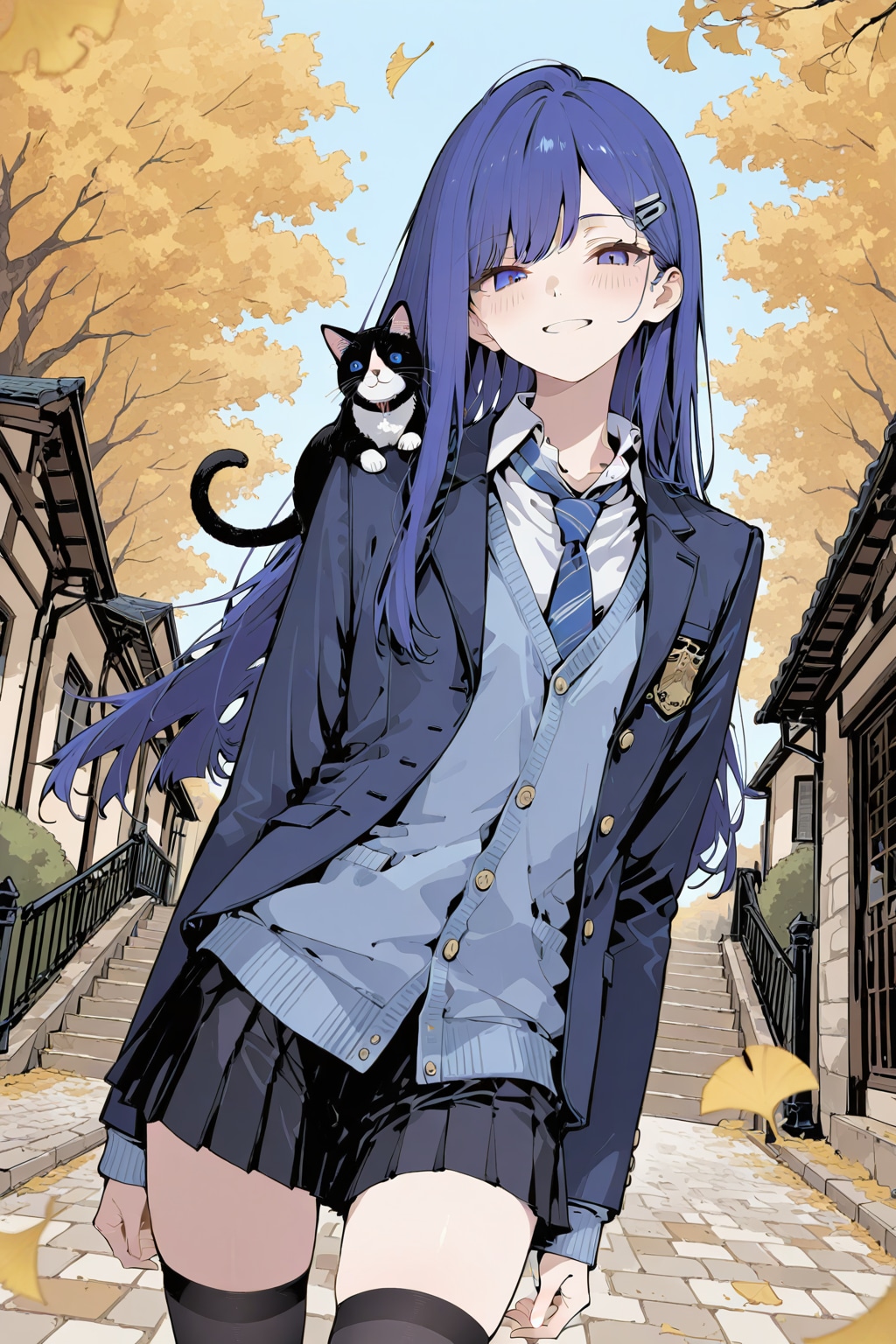 右肩は我が玉座 #肩乗り猫