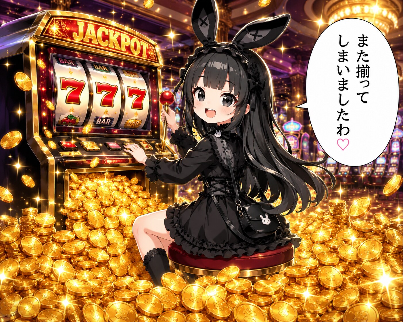 カジノで７７７を当てる黒うさぎちゃん | の人気AIイラスト・グラビア