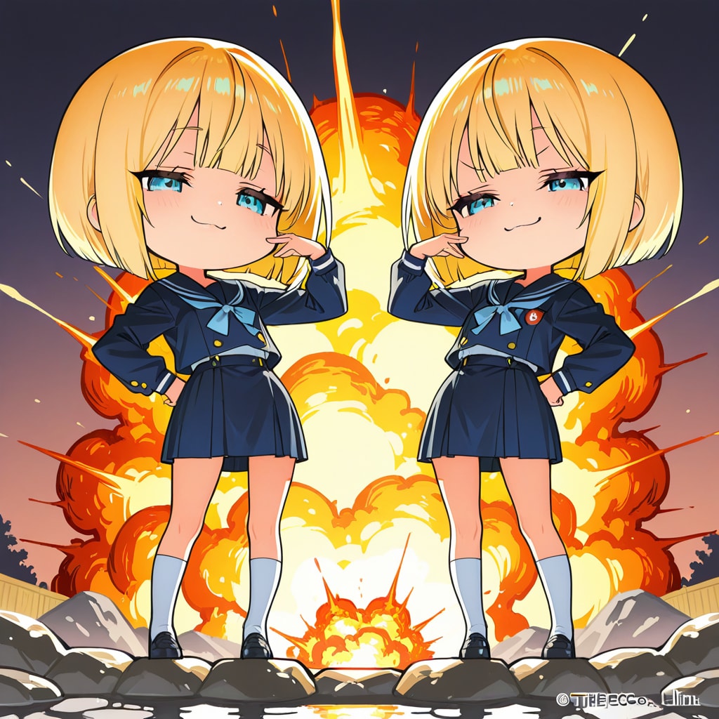 温泉爆破する双子ちゃん