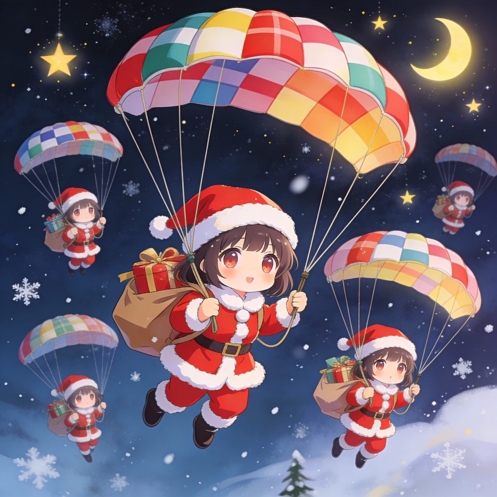 サンタが空からやって来る🧑‍🎄