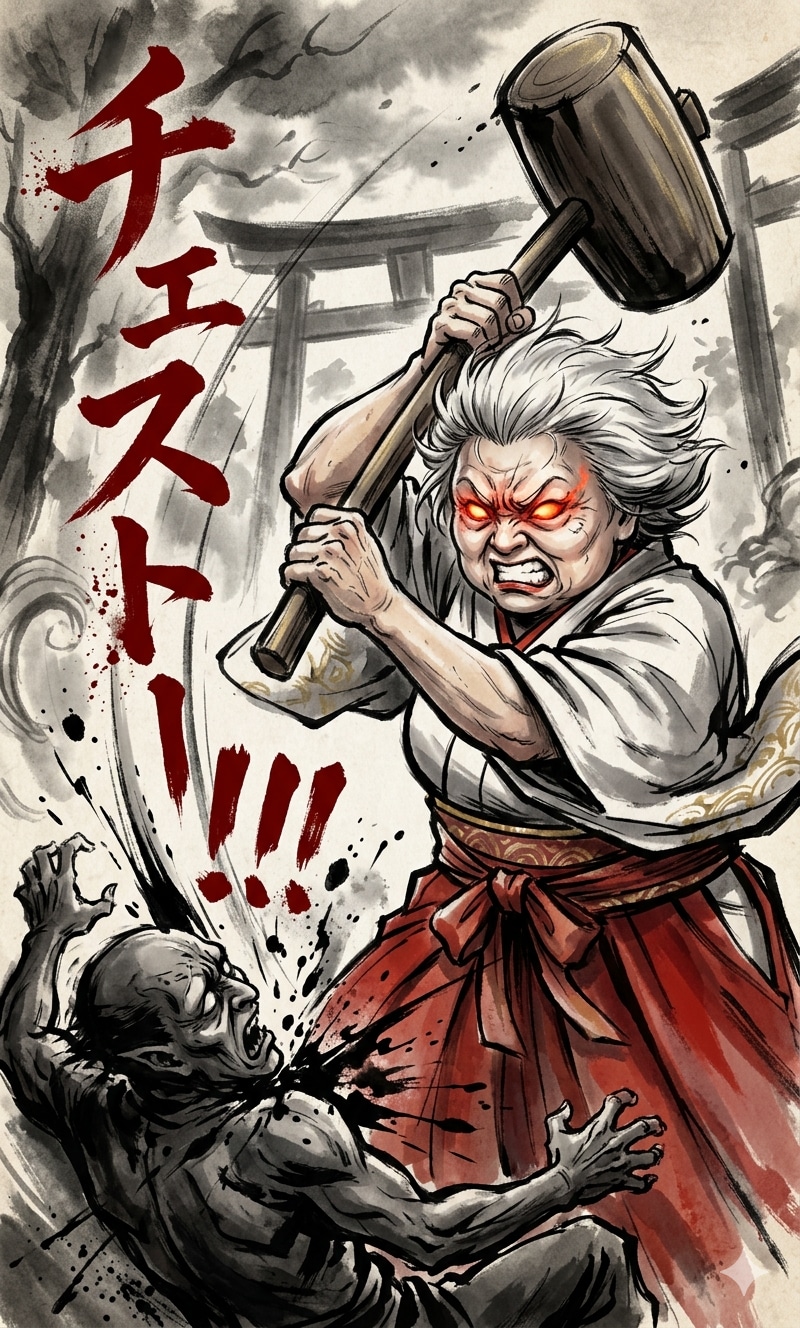 【うちの町】阿黒神社巫女の苺ちゃん、悪鬼・悪霊を祓う術 | の人気AIイラスト・グラビア