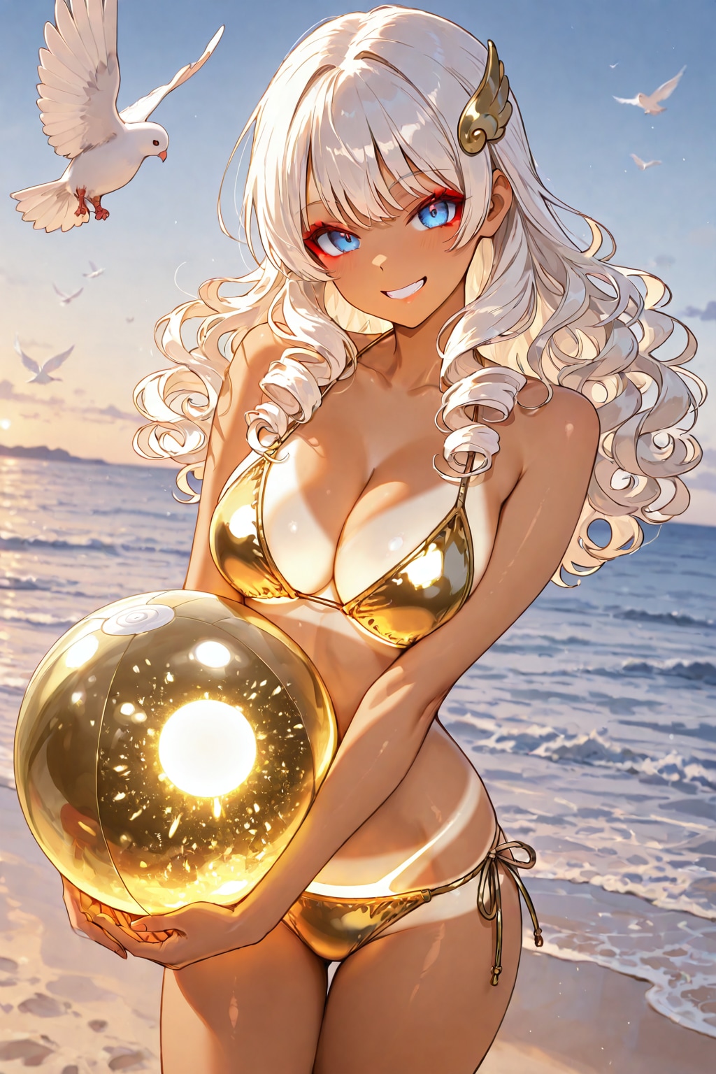金色水着の白髪ちゃん