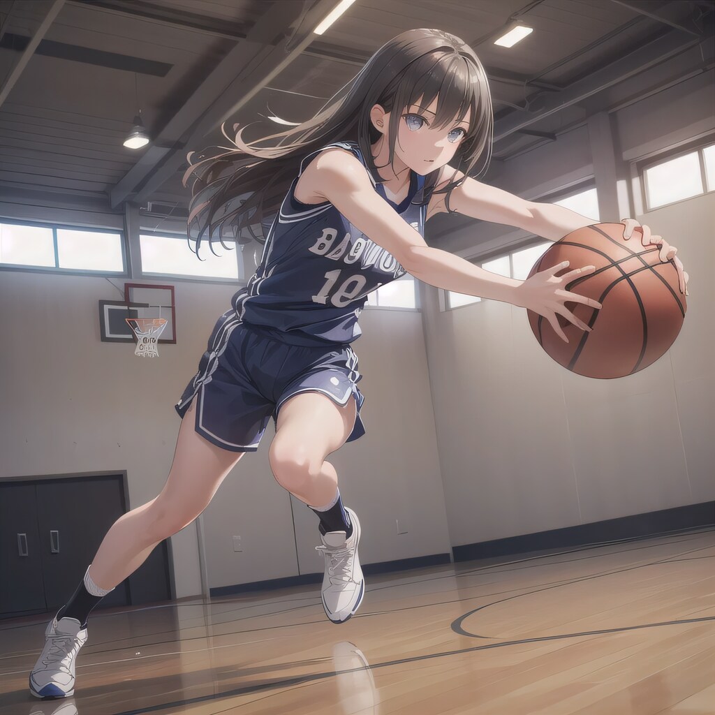 黒髪ロングでユニフォームの少女５４