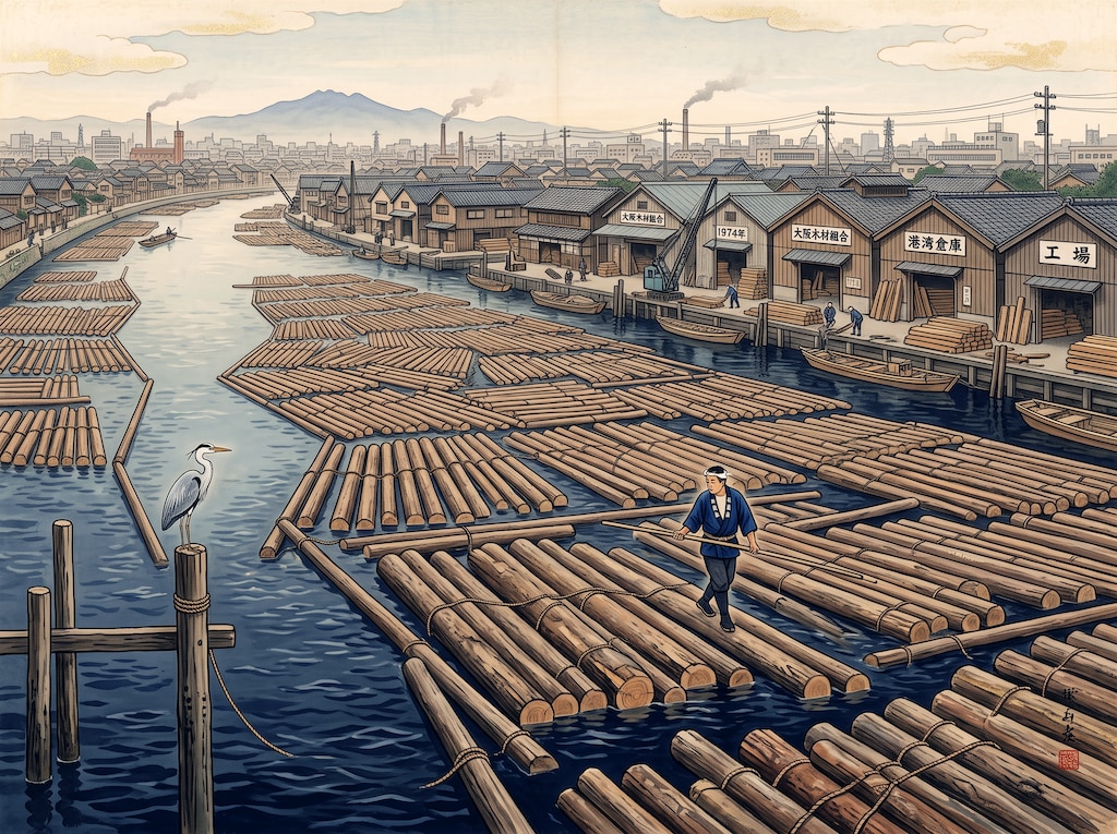 貯木場の風景