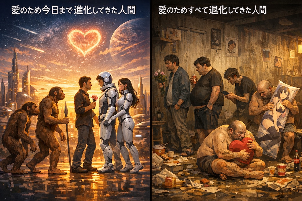 愛のため今日まで進化してきた人間 愛のためすべて退化してきた人間