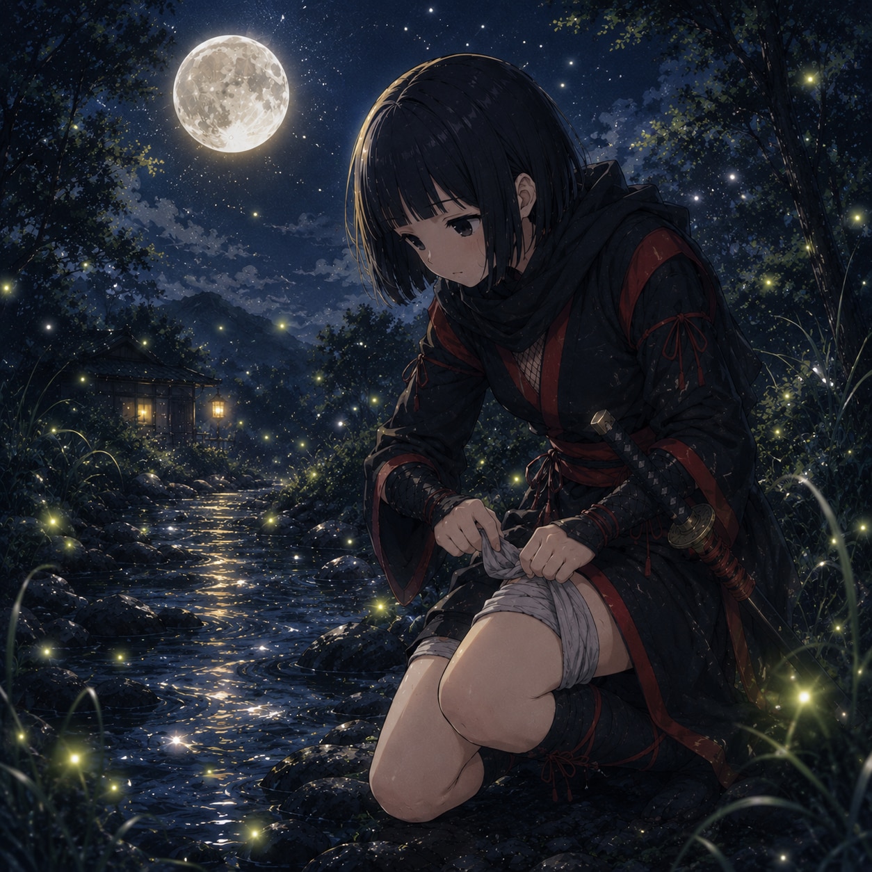 蛍と月と手負いのくノ一