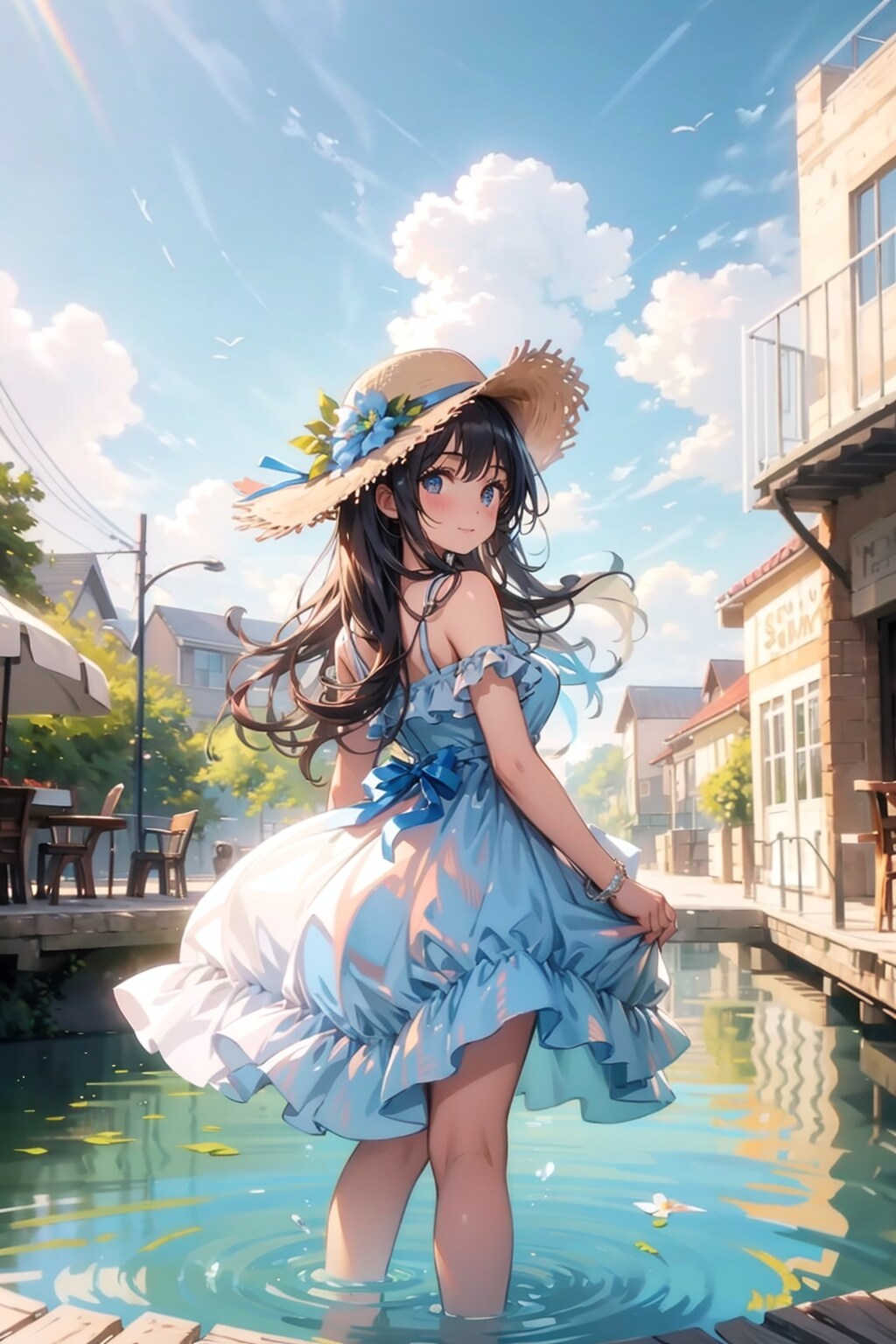 釣り堀で「涼」を取る女の子