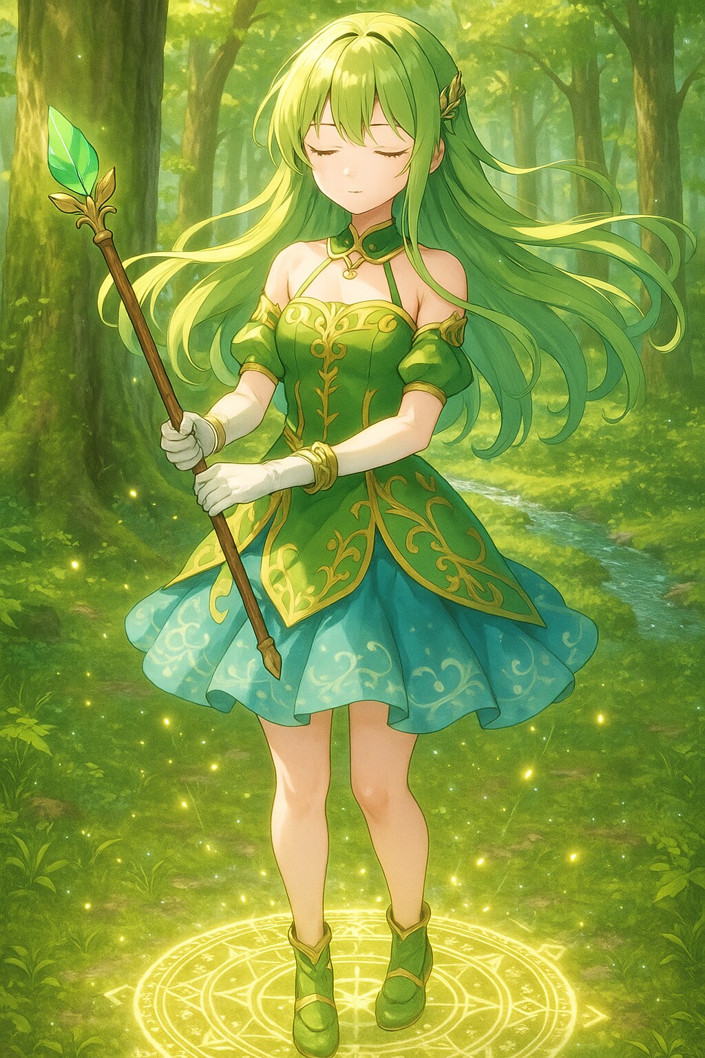 森で祈りを捧げる魔法少女