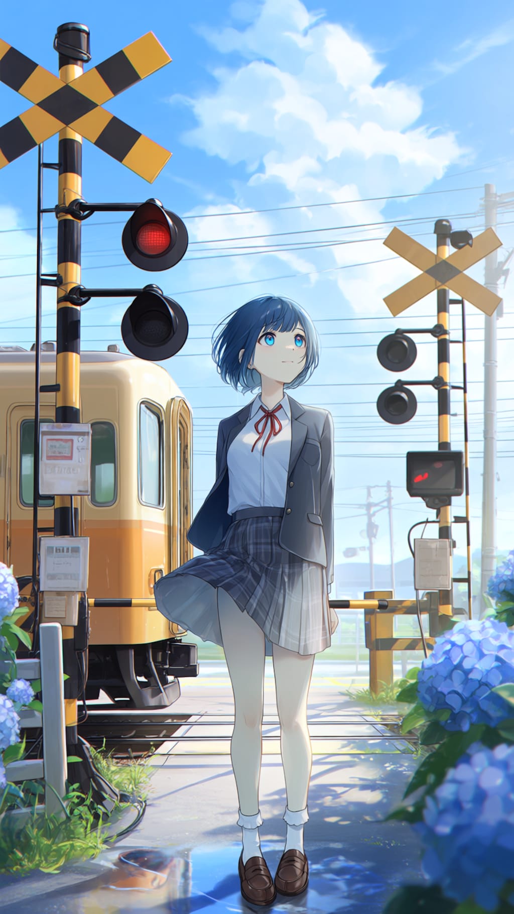 紫陽花の通学路