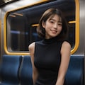 電車に乗っている女性 7枚目