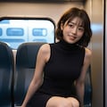 電車に乗っている女性 8枚目