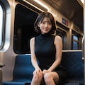 電車に乗っている女性 3枚目