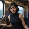 電車に乗っている女性 6枚目