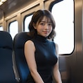 電車に乗っている女性 5枚目