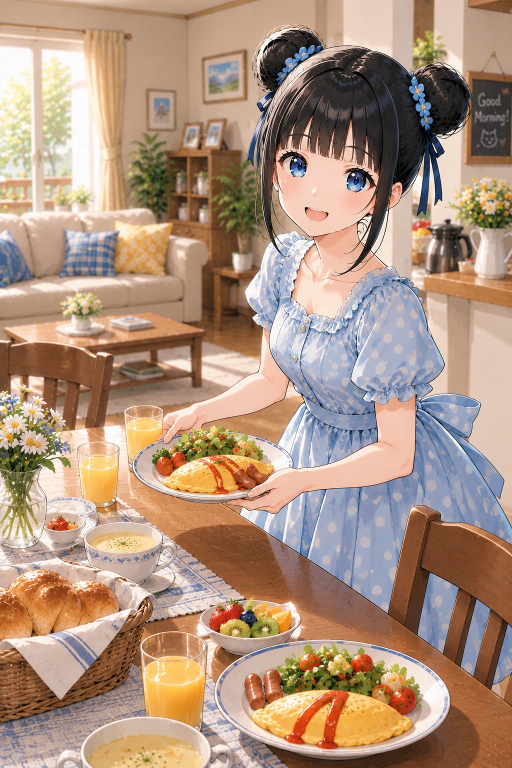 おだんごちゃん🍡✨と朝ごはん🍚✨　9/12 | の人気AIイラスト・グラビア