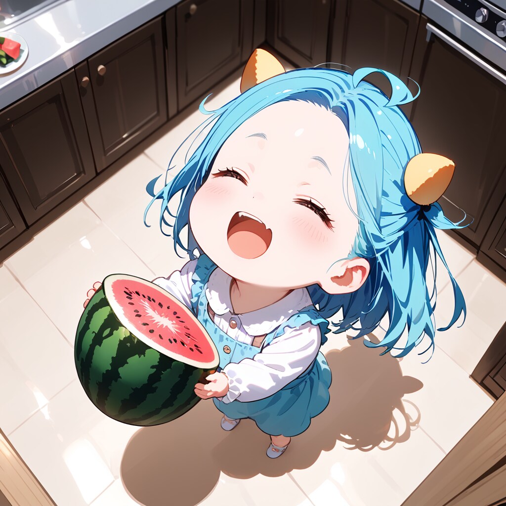 スイカ食べるちびっこ…。 | の人気AIイラスト・グラビア