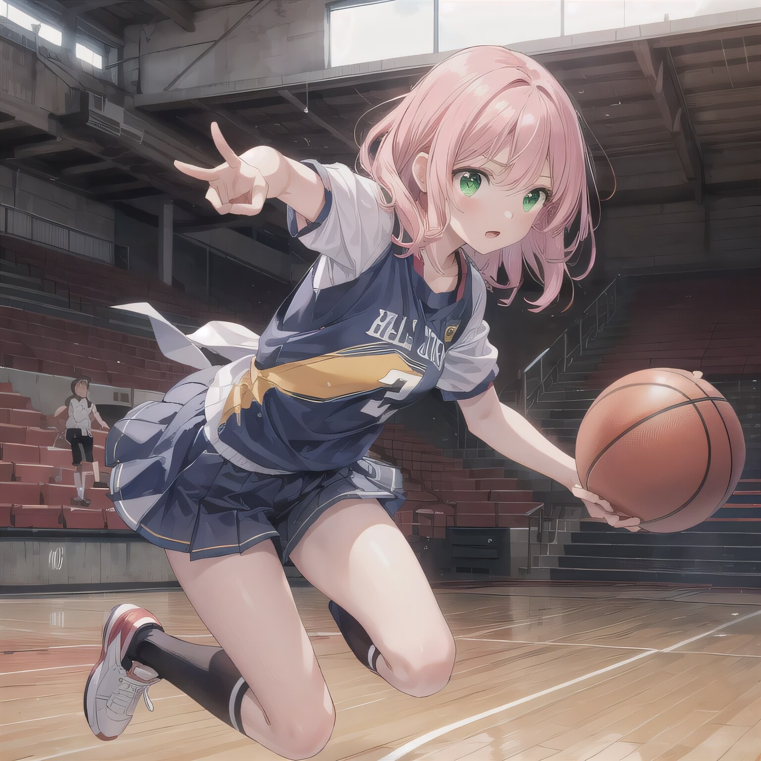 ピンク髪ボブでユニフォームの少女 | の人気AIイラスト・グラビア