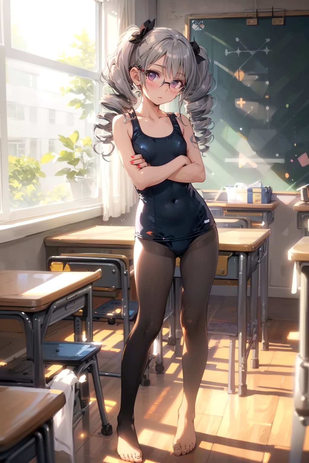 スク水タイツの眼鏡っ娘