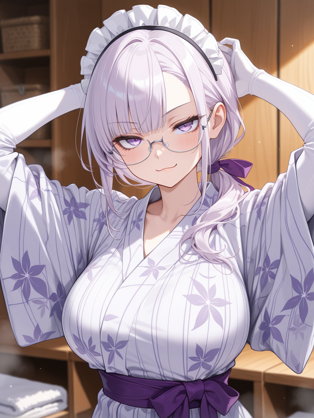 くわい家の沙希ちゃん 温泉上がりに髪を乾かしている〇〇ちゃんシリーズ