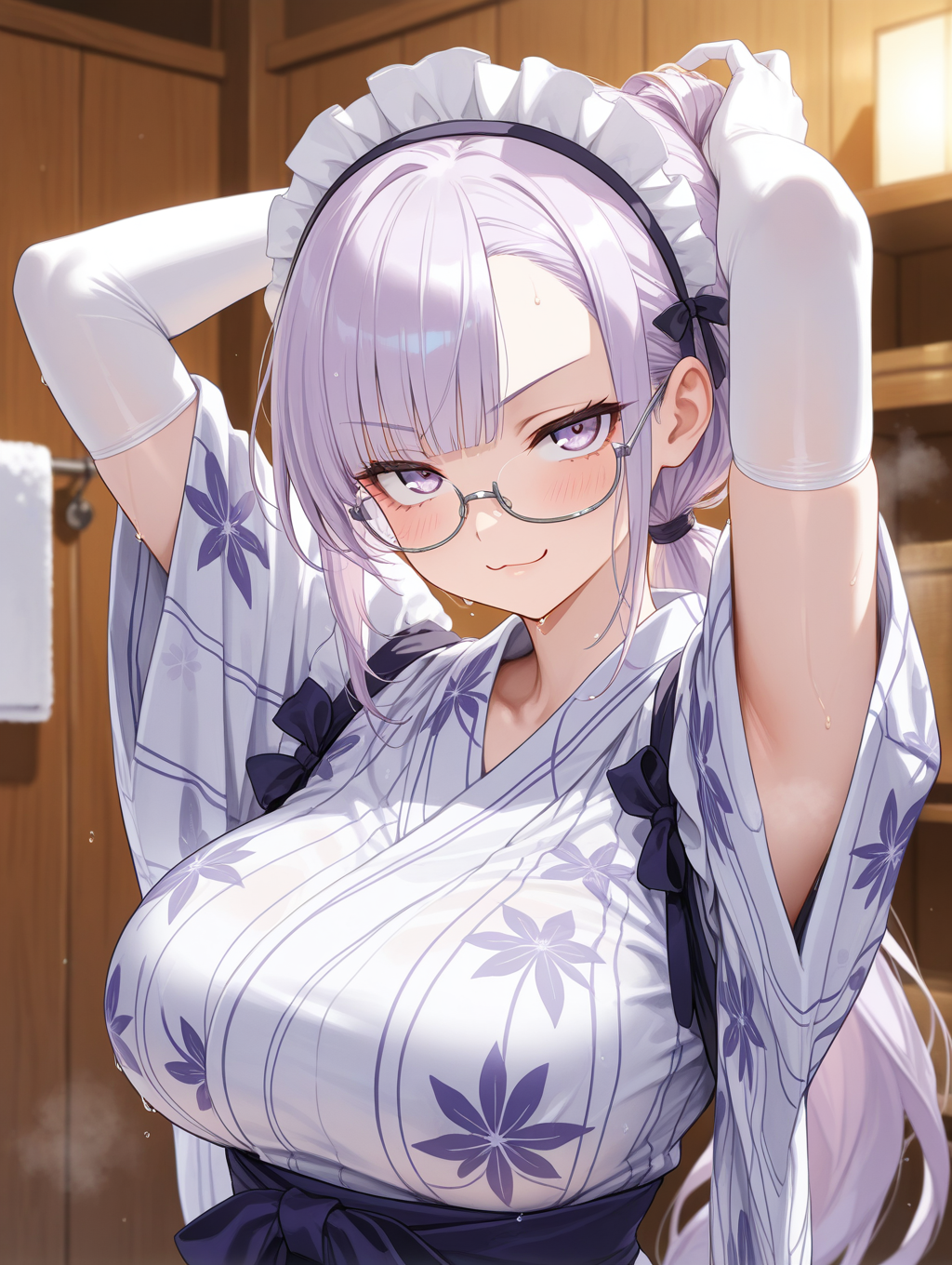 くわい家の沙希ちゃん 温泉上がりに髪を乾かしている〇〇ちゃんシリーズ