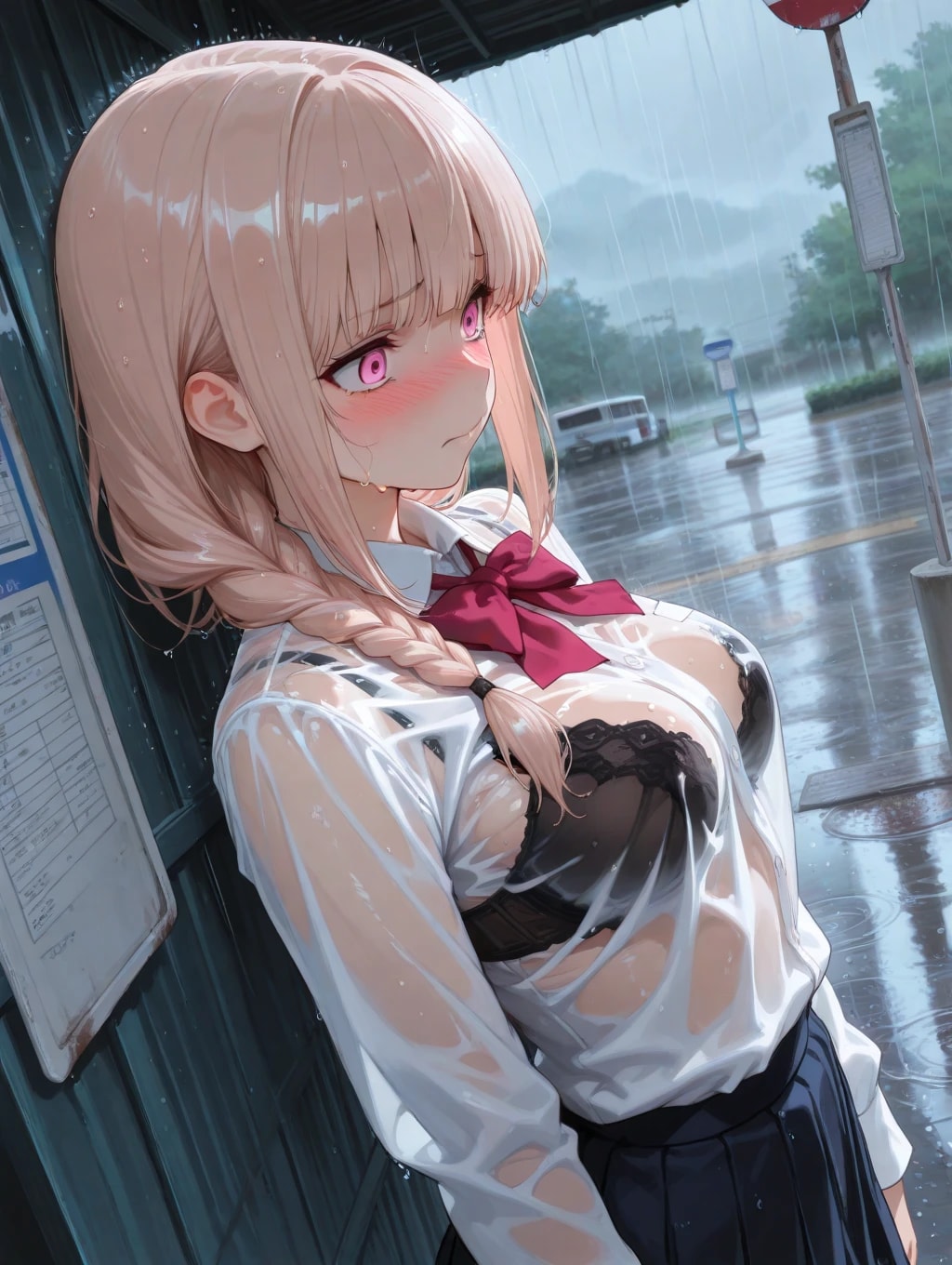 突然の雨とおじさんの視線