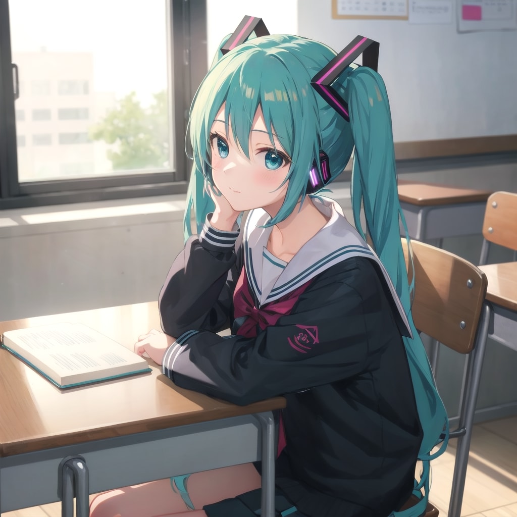 頬肘をついている