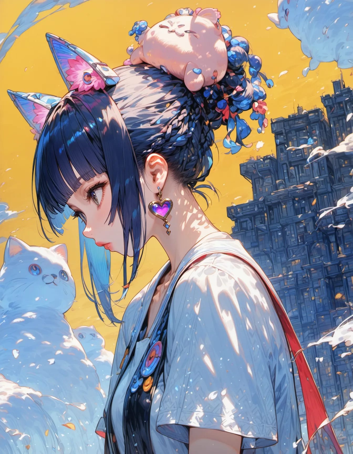 Dreaming Above the Cityscape | の人気AIイラスト・グラビア