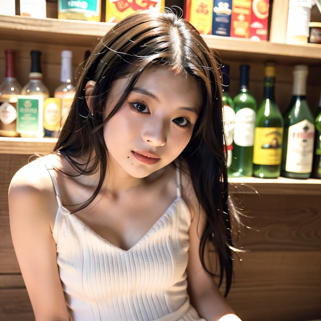 黒髪ロングで酒場の美女３６