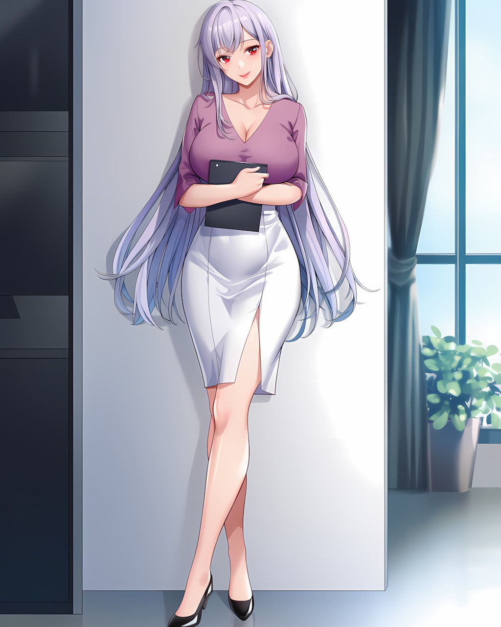 ☕️サロン休憩室で一息つく辛口美脚ミレナ🖤