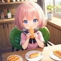パンを食べる女の子 2枚目