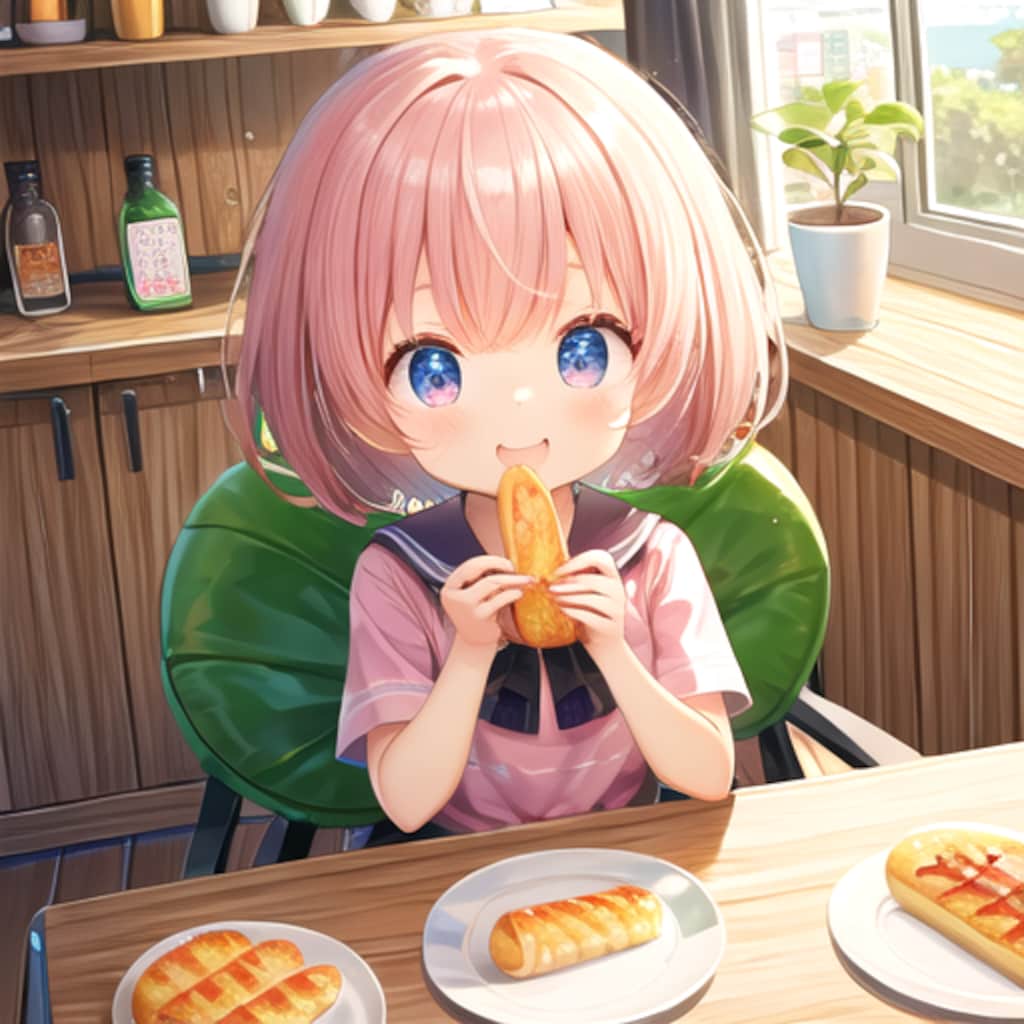 パンを食べる女の子