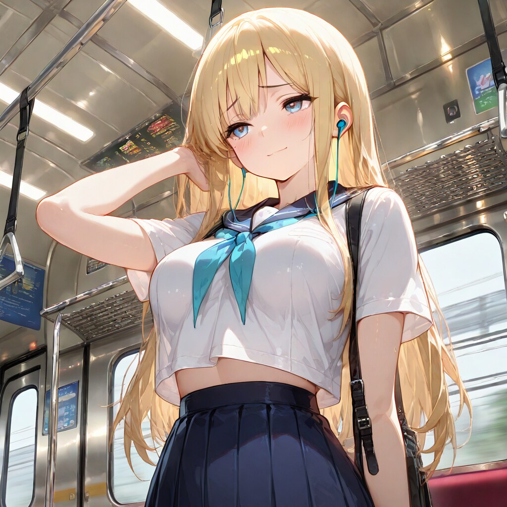 電車の中でHボイスを聴く光西柚さん